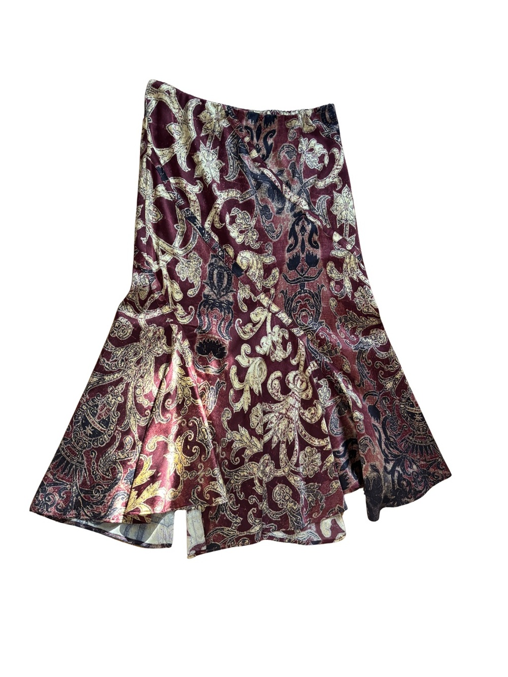 Roberto Cavalli FW2004 Burgundy Silk Baroque Midi Skirt - Picture 3 of 10